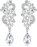 mecresh Marquise Crystal Bridal Chandelier Dangle Drop Earrings Ladies Gifts in Silver/Gold Tone
