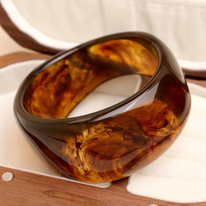 Chunky Resin Wide Bangle Bracelets for Women, Trendy Statement Minimalist Acrylic Bracelet Prom Holiday Jewelry Gift