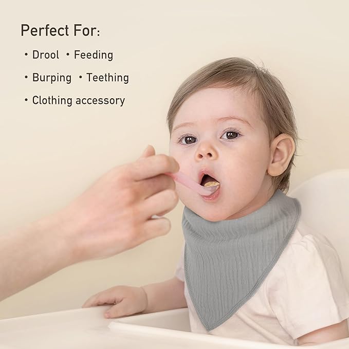 Muslin Baby Bibs 8 Pack, Baby Bandana Drool Bib for Drooling and Teething, Cotton Soft Absorbent for Girls Boys