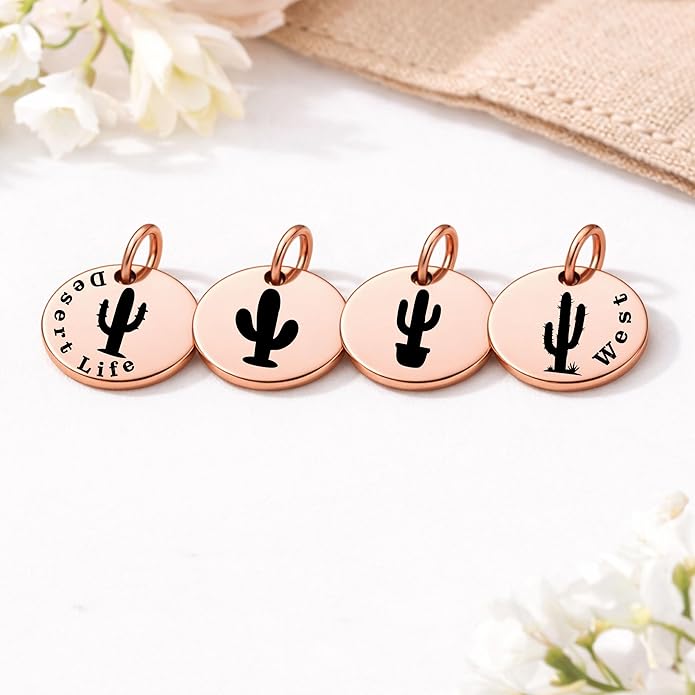 SM Design Western Charm Set of 4 – Stainless Steel Western Charms for Bracelets & Necklaces – Cowgirl, Ranch & Country Style Jewelry Charms – Western Gift for Women & Moms