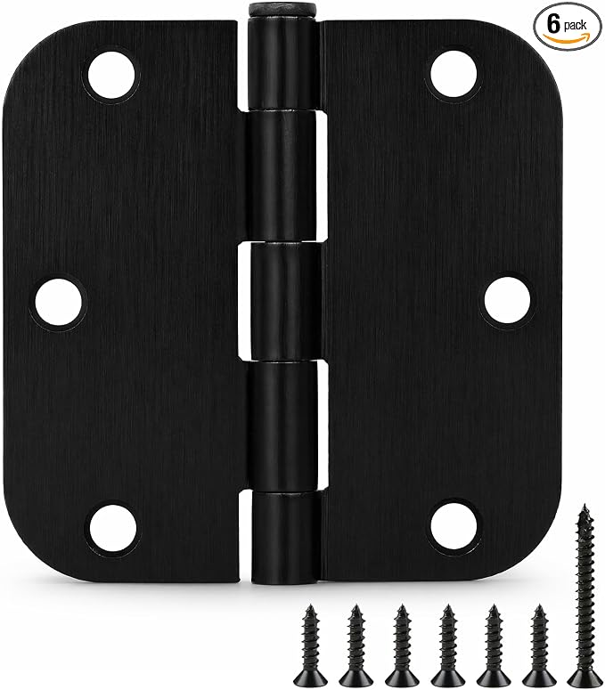 TDCHINGES Rounded Door Hinges 3.5" X 3 1/2 Inch Brushed Black 5/8" Radius | 6 by TDCHINGES