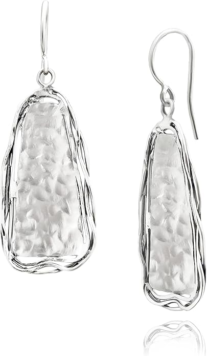 JEAN RACHEL JEWELRY 925 Sterling Silver Dangle Earrings for Women - Hammered Wire Wrap Unique Vintage Design - Hypoallergenic, Lead & Nickel Free Jewelry - Artisan Handcrafted Statement Earrings