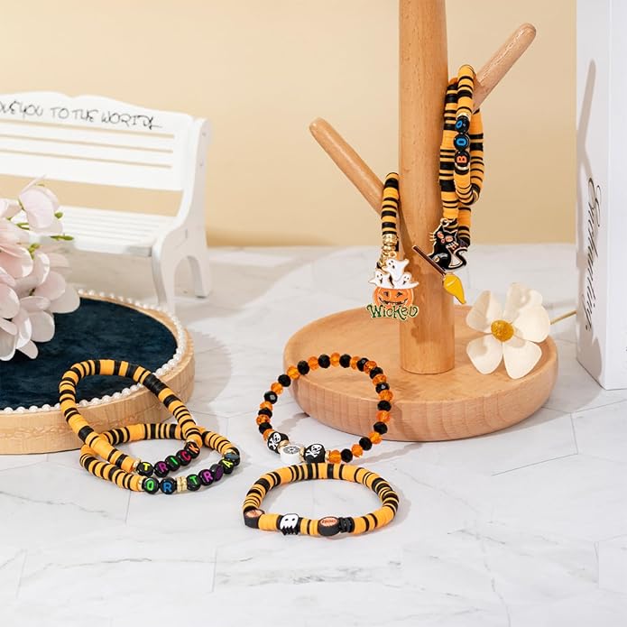 Friendship Beaded Bracelets for Women, Stackable Colorful Surfer Boho Clay Bead Stretch Bracelets