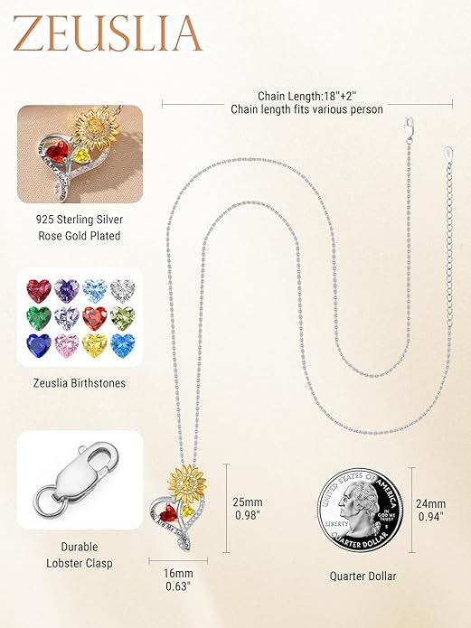 Valentine's Day Gifts for Wife 925 Sterling Silver Double Birthstone Pendant Necklaces I Love You for Always and Forever Necklace Anniversary Birthday Gifts for Wife Girlfriend Mom Her