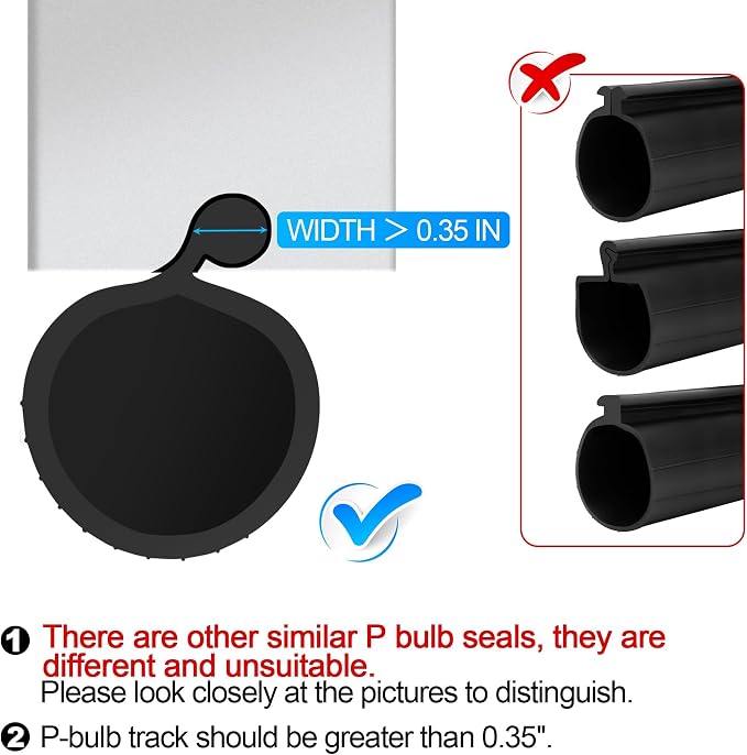 8.2FT Garage Door Bottom Seal Rubber 0.35" Big P Bulb Bottom Garage Weather - Image 3