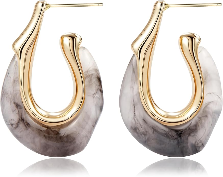 Acrylic Hoop Earrings Chunky Huggie Statement Vintage Earrings Cute Resin Drop Earring Trendy Jewelry Gifts for Women