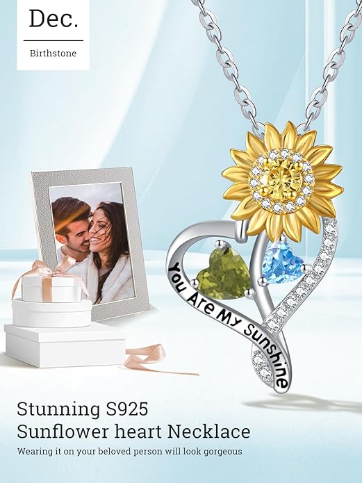 Valentine's Day Gifts for Wife 925 Sterling Silver Double Birthstone Pendant Necklaces I Love You for Always and Forever Necklace Anniversary Birthday Gifts for Wife Girlfriend Mom Her