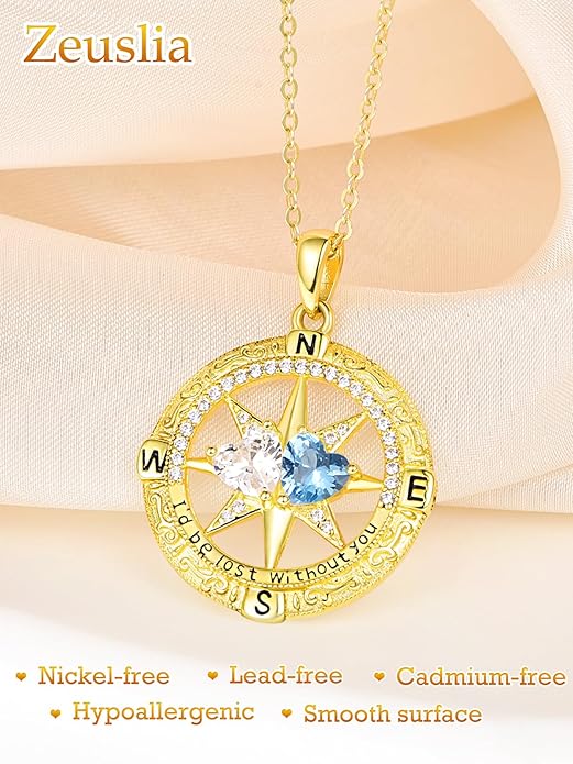 Valentine's Day Gifts for Wife 925 Sterling Silver Double Birthstone Pendant Necklaces I Love You for Always and Forever Necklace Anniversary Birthday Gifts for Wife Girlfriend Mom Her