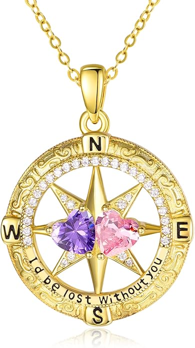 Valentine's Day Gifts for Wife 925 Sterling Silver Double Birthstone Pendant Necklaces I Love You for Always and Forever Necklace Anniversary Birthday Gifts for Wife Girlfriend Mom Her