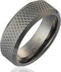 100S JEWELRY Knurl Tungsten Rings with Knurling Diamond Pattern Men Wedding Band 8mm wide Hypoallergenic Size 6-16