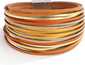 Fesciory Leather Wrap Bracelets for Women, Boho Leopard Multi-Layer Crystal Beads Cuff Bracelet Jewelry
