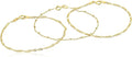 Amazon Essentials Set of Three Singapore, Figaro and Bead Station Chain Bracelet