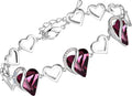 Leafael Infinity Love Heart Link Bracelets, Birthstone or Healing Stone Crystal Bracelet for Women, Silver Tone Jewelry Gifts for Her, 7-inch Chain and 2-inch Extender