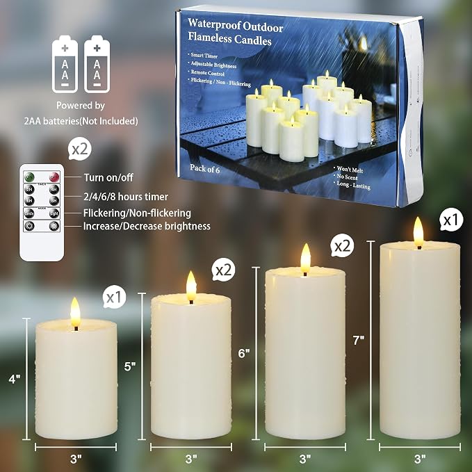 Outdoor 6pcs Flameless Waterproof Candles - Image 3