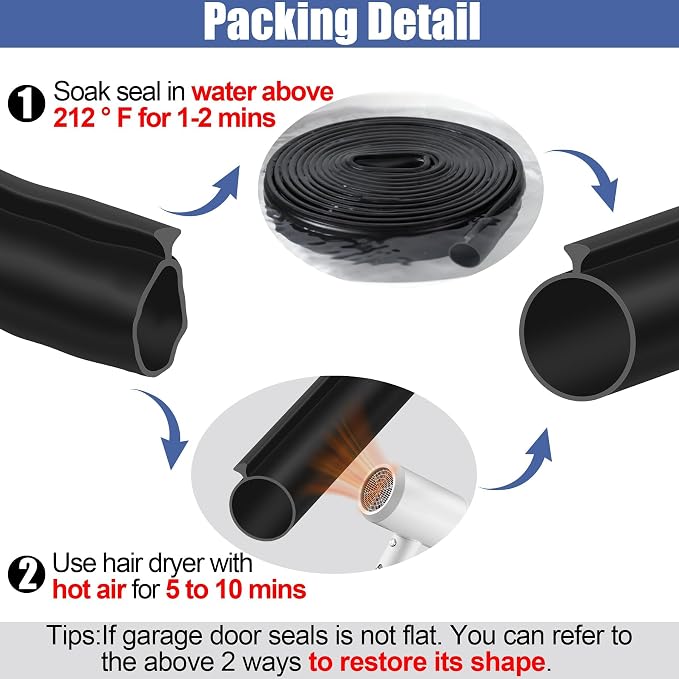8.2FT Garage Door Seals Bottom Rubber, 0.2" Triangle Weather Stripping Seals - Image 3
