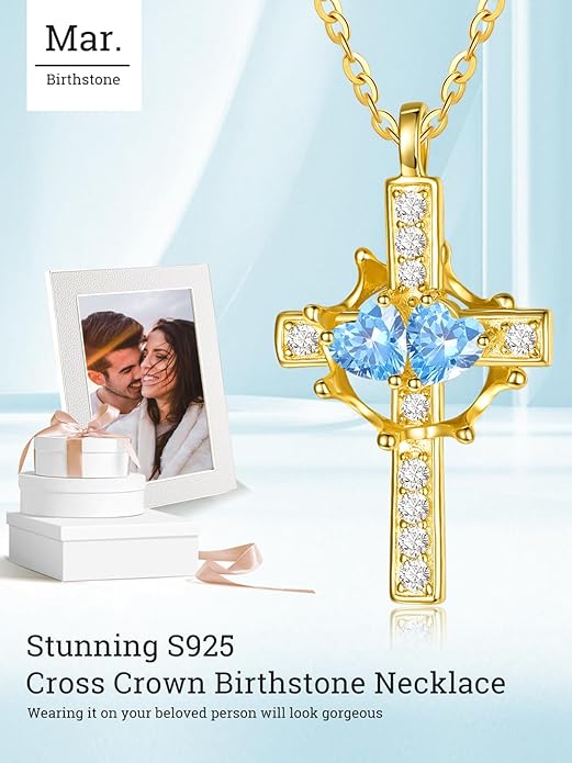 Valentine's Day Gifts for Wife 925 Sterling Silver Double Birthstone Pendant Necklaces I Love You for Always and Forever Necklace Anniversary Birthday Gifts for Wife Girlfriend Mom Her