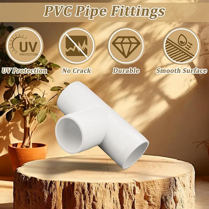 20-Pack 1/2" Tee PVC Fittings, Furniture Grade Pipe Fittings 3 Way - Image 5
