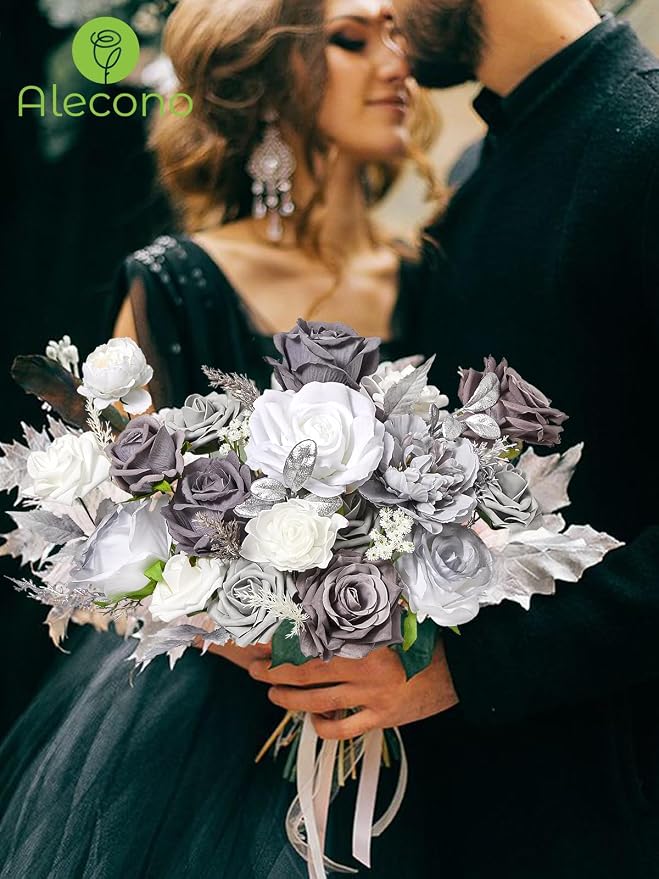 Alecono Silver Artificial Flowers, Cake Decor, Table Centerpiece, Baby Shower & - Image 5