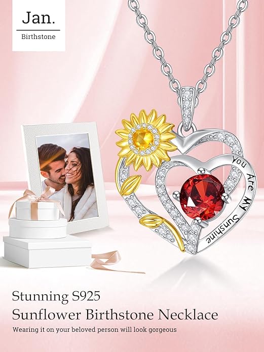 Valentine's Day Gifts for Wife 925 Sterling Silver Double Birthstone Pendant Necklaces I Love You for Always and Forever Necklace Anniversary Birthday Gifts for Wife Girlfriend Mom Her