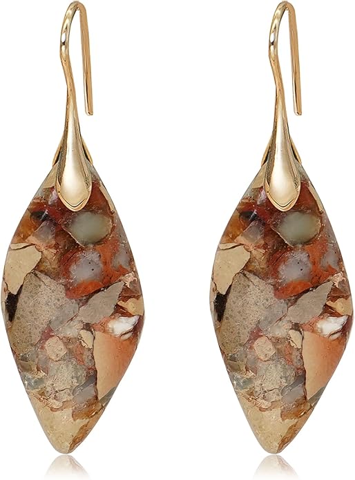 Natural Stone Earrings Multishape Dangle Drop Earrings Boho Stone Earring for Women