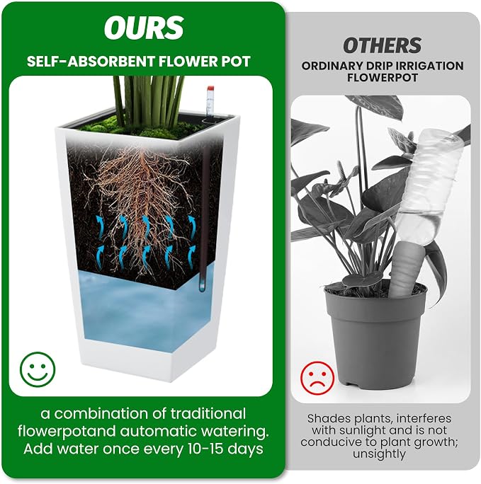 Garvee 16" Tall Planters Set of 2, Outdoor＆Indoor Planter Pots - Image 8