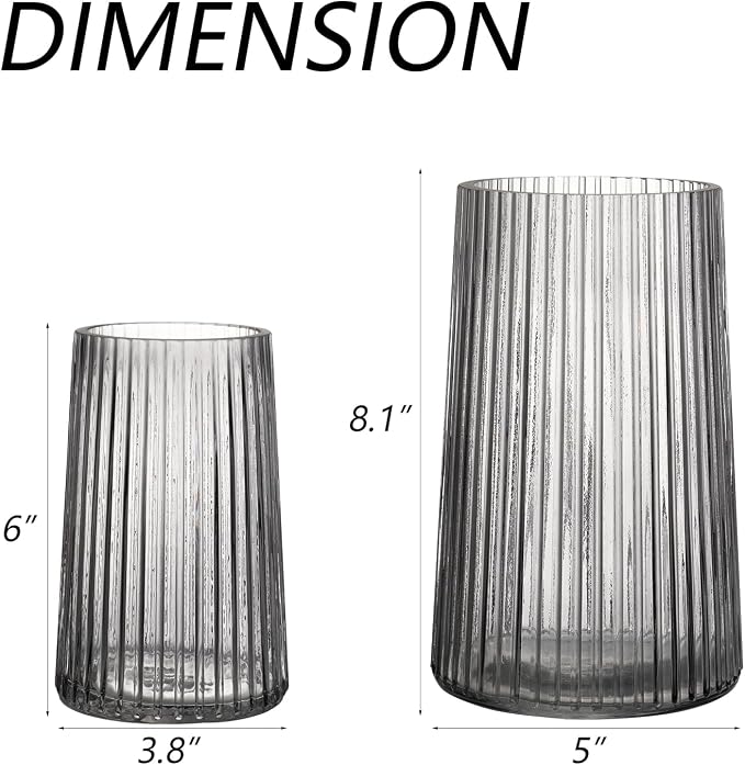 Ribbed Flower Vases Set of 2, Flower Vase - Image 6