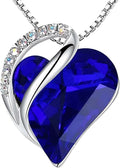 Leafael Valentine's Day Gift Necklaces for Women, Infinity Love Birthstone Heart Crystal Pendant, Birthday Anniversary Jewelry for Wife, Mom, and Her, Silver Plated, 18" + 2" Adjustable Chain