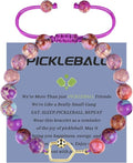 Natural Stone Adjustable Braided Beaded Pickleball Bracelet Charm Jewelry - Sports Lover Pickleball Gifts for Women Men Teens Friends