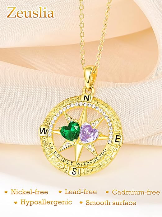 Valentine's Day Gifts for Wife 925 Sterling Silver Double Birthstone Pendant Necklaces I Love You for Always and Forever Necklace Anniversary Birthday Gifts for Wife Girlfriend Mom Her