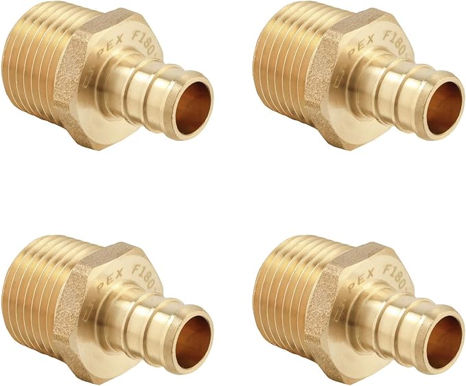 4PC Pex Barb Crimp Brass Fittings 1/2 Inch x 1/2 Inch NPT Male Adapter | ASTM by EFIELDPEXTUBING