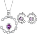 Elegant C-Shaped Crystal Necklaces/Stud Earrings Set with Birthstone Jewelry Set Silver Plated Fashion Jewelry for Women CS0003