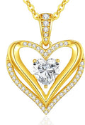 Moissanite Infinity Love Heart Pendant Necklaces for Women, 1-3 Carat 925 Sterling Silver 18K Gold Plated Engraved with"I LOVE YOU', Anniversary Birthday Present Jewelry Christmas Valentines Day Gift for Women Wife Girlfriend Her