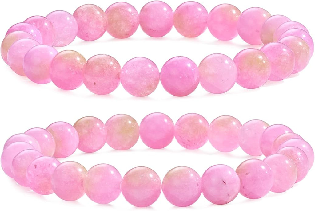 Bivei Natural Gemstone Semi Precious Healing Crystals Handmade Stretchy Round Beads Bracelet,Stocking Stuffers for Women Enhance Positive Energy