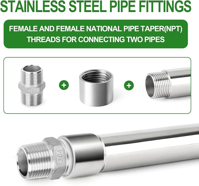 2PCS 304 Stainless Steel Cast Pipe Fitting, 1-1/4" x 1-1/4" NPT Female Threaded - Image 6