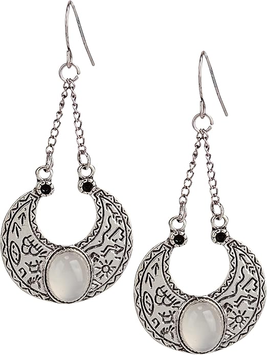 SPUNKYsoul Boho Dangle Earrings for Women – Lightweight Tribal Fan Paddle Design with Hieroglyphic Accents – Unique Handmade Gift Idea for Her