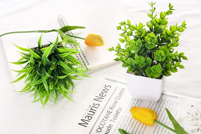 Der Rose 2 Pack Fake Plants Green Small Faux Plants - Image 7