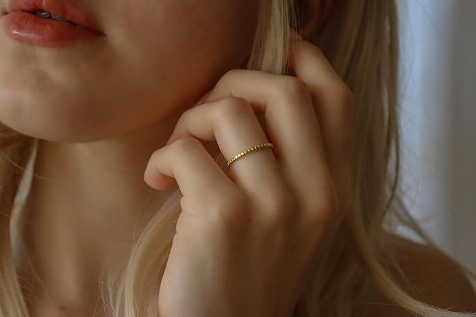 Elegant 18K Gold Plated Stainless Steel Ring – Fine Metal-Plated Jewelry with Durable, Scratch-Resistant Design for Daily Wear & Special Occasions