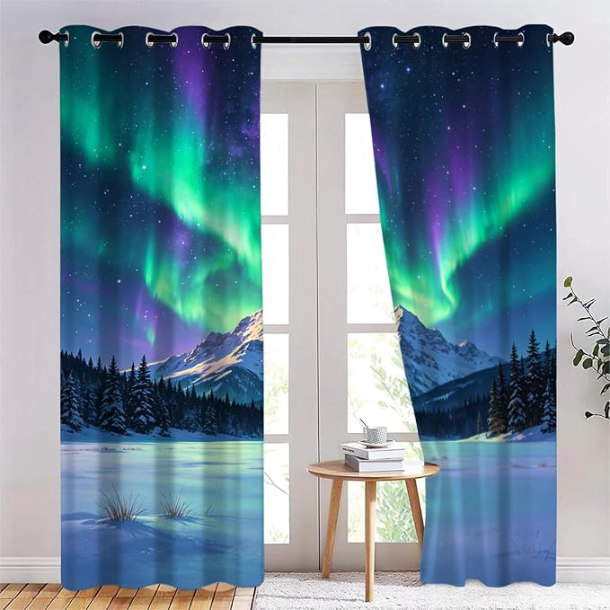 Japanese Style Curtains for Bedroom Blackout, Snow-Capped Mountains and ice by Unknown