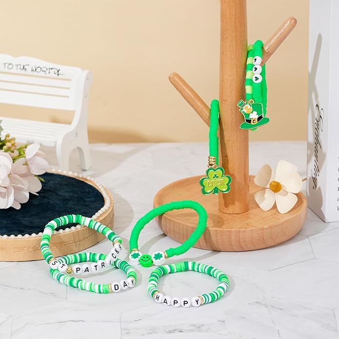 Friendship Beaded Bracelets for Women, Stackable Colorful Surfer Boho Clay Bead Stretch Bracelets