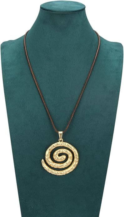 Women's Leather Long Necklace Bohemian Style Circle Retro Pendant Necklace Women's Jewelry
