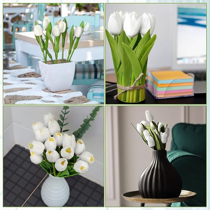 Janinka 100pcs Artificial Tulip Flowers Fake PU Tulips Faux Latex Bouquet - Image 4