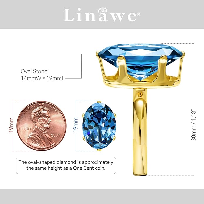 Linawe Cubic Zirconia Imitation Diamond Moissanite Rings for Women, 14K Gold/Rose Gold/Silver Adjustable Chunky Ring, Costume Rhinestone Jewelry for Wedding Engagement
