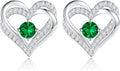 CDE Forever Love Heart Stud Earrings for Women, 925 Sterling Silver Birthstone Heart Stud Earrings Christmas Day Mother's Day Gift Anniversary Birthday Jewelry Gifts for Women Wife Her