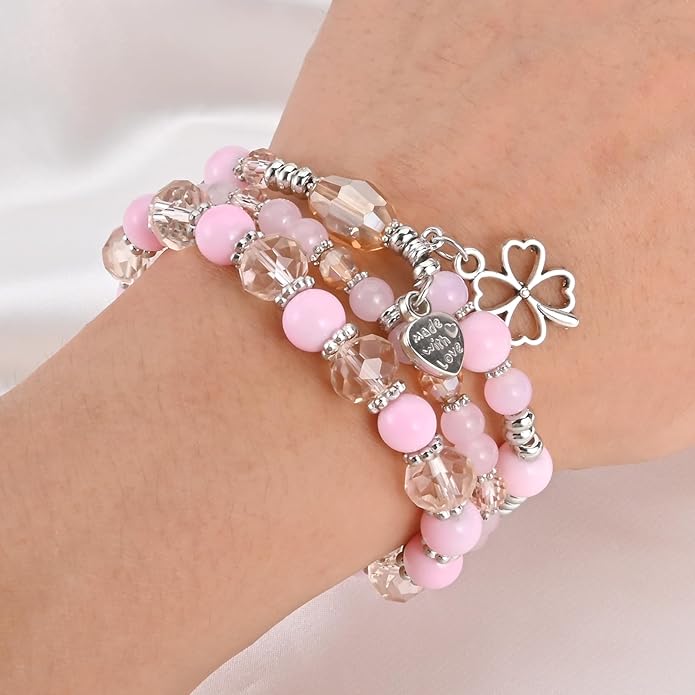 Bohemian Bracelet Sets for Women - 6 Sets Stackable Stretch Bracelets Multi-color Boho Jewelry for Women Hippie Bracelets Dainty Jewelry