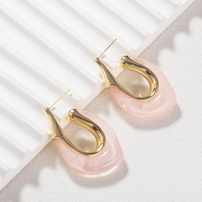 Acrylic Hoop Earrings Chunky Huggie Statement Vintage Earrings Cute Resin Drop Earring Trendy Jewelry Gifts for Women