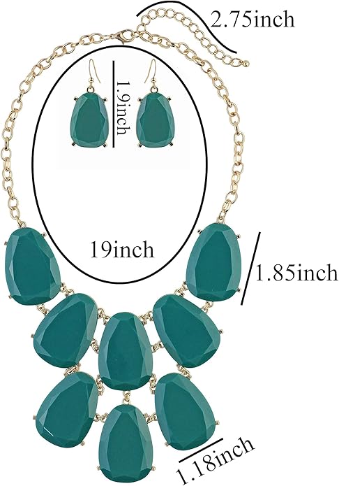 Firstmeet Chunky Bubble Statement Collar Necklace with Earrings for Women