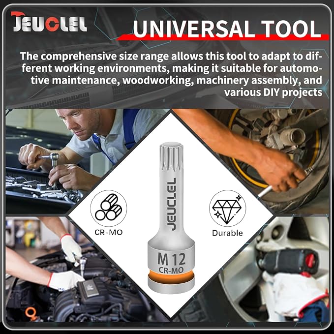 M12 Triple Square Impact Spline Bit Socket, 12mm 1/2" Drive Socket | 12 Point - Image 4
