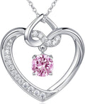 Heart Birthstone Necklaces Gifts for Women Wife, Jewelry for Women Wedding Anniversary Birthday Gifts for Wife Girlfriend Mom Christmas Valentines Gifts S925 Sterling Silver