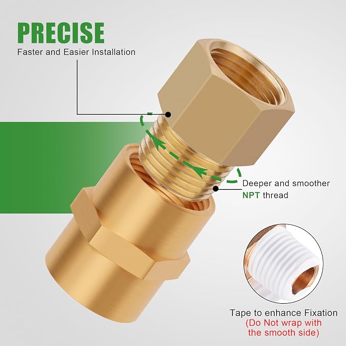 5PCS Brass Pipe Fittings Adapter, 1/2" NPT Male x 1/2" NPT Female | 1/2 Inch - Image 4
