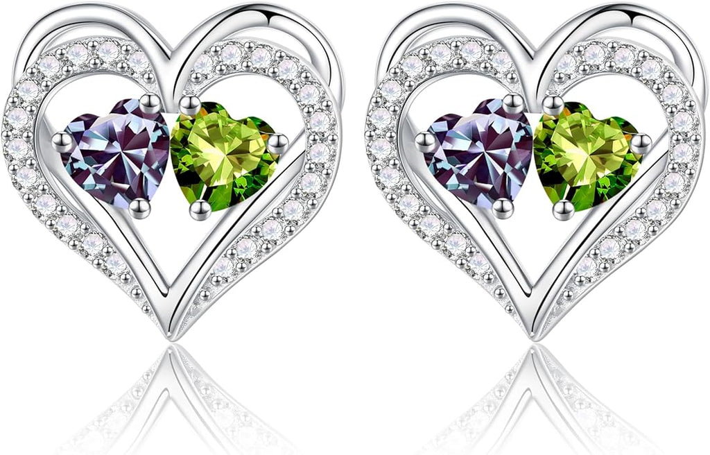 Iefil Valentines Day Gifts for Her - 925 Sterling Silver Birthstone Earrings, Anniversary Birthday Gifts for Women Wife Girlfriend Mom